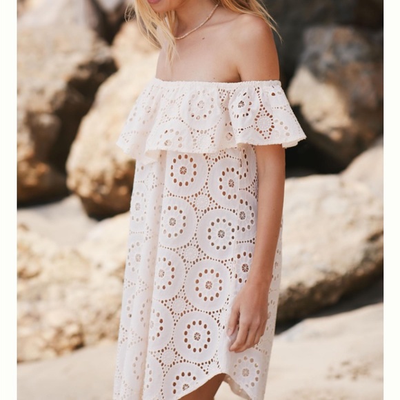 Anthropologie Dresses & Skirts - Anthropologie Mauve Danika Flounce Eyelet Dress